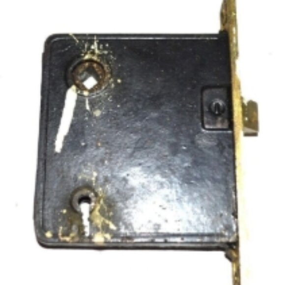 Antique Russwin Door Latch Assembly Brass Plates Architectual Salvage - Picture 4 of 4